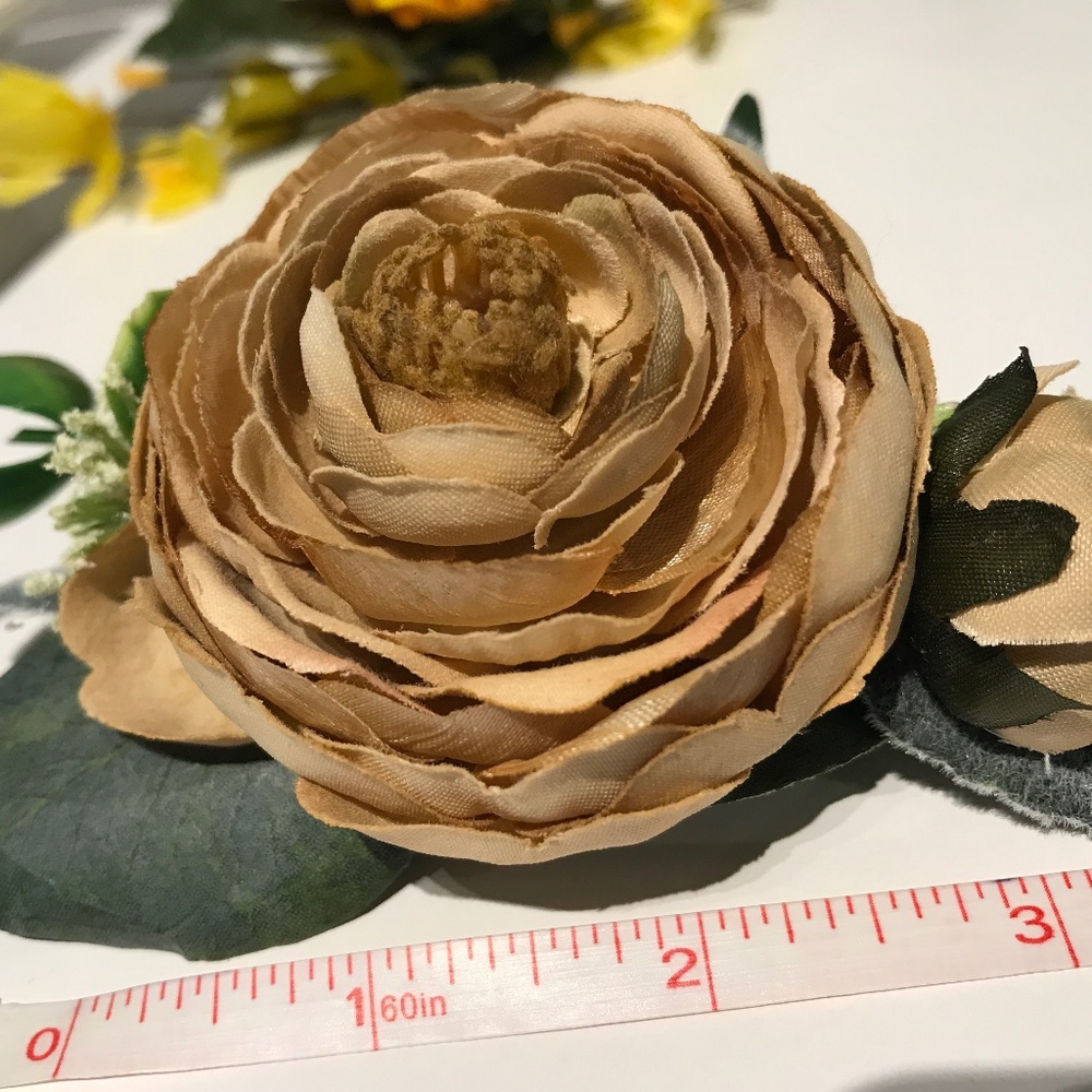 Hand Crafted Wrist Corsage Faux Taupe White Succulent NWT FINAL SALE ITEM